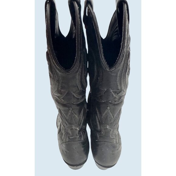Vintage ACME Men's Black Ostrich Print Cowboy Western Boots Sz 9 1/2 D - Picture 6 of 8